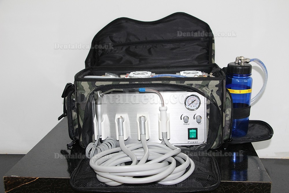 BD-401 Portable Dental Unit Backpack Bag with Compressor + 3-Way Syringe + Suction Unit+ Tube 4H